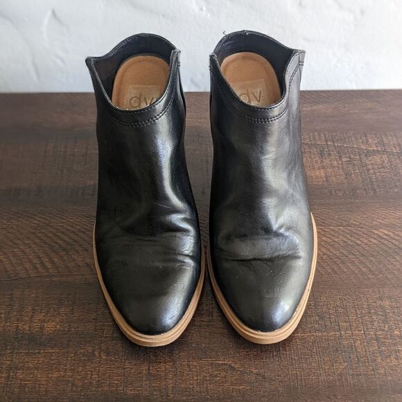 DV Dolce Vita Black Slip-on Open Heeled Ankle Booties - Picture 2 of 8